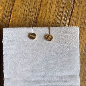 EF Collection Gold and Diamond Screw Stud Earrings